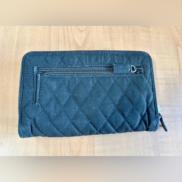 Vera Bradley wallet clutch wristlet bag turn lock black quilted - Picture 2 of 4
